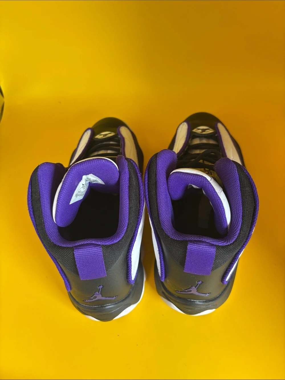 Air Jordan Kids Basketball Shoes - White, Black & Purple Size 6Y